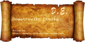 Demetrovits Etelka névjegykártya